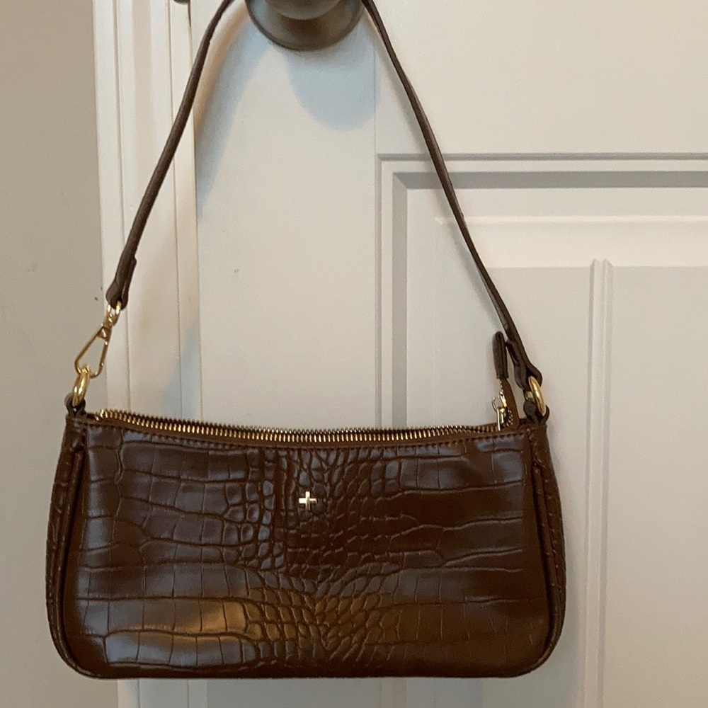 Brown croc shoulder bag
